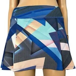 Women’s Athleta Electric Geo Speed Pleated Multi Color Print Skirt Size XL